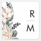 ホワイトフローラモノグラム封筒用シール スクエアシール (正面)