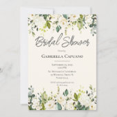 ホワイトフローラユーカリモダンブライダルシャワー 招待状 (正面)