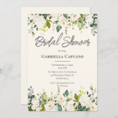 ホワイトフローラユーカリモダンブライダルシャワー 招待状 (正面/裏面)