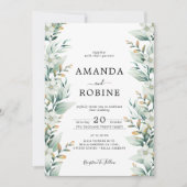 ホワイトフローラユーカリ結婚式招待状 招待状 (正面)