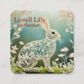 ホワイトフローララビット春アート スクエア名刺 (正面)