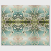 ホワイトフローララビット春アート ラッピングペーパー (フラット)