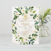 ホワイトフローラリースクロスマーブルホーリーコミュニオン 招待状 (スタンド正面)