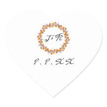 ホワイトフローラリースブルーオレンジ金ゴールドモノグラム