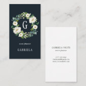 ホワイトフローラリースモノグラム 名刺 (正面/裏面)