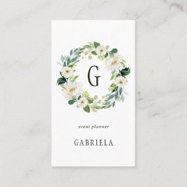 ホワイトフローラリースモノグラム 名刺