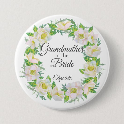 ホワイトフローラリース祖母の花嫁 缶バッジ (正面)