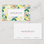 ホワイトフローラルパターンイエローモーミ名刺 名刺 (正面/裏面)