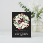 ホワイトフローラレッドベリービジネスクリスマスポストカード ポストカード (スタンド正面)