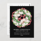 ホワイトフローラレッドベリービジネスクリスマスポストカード ポストカード (正面/裏面)