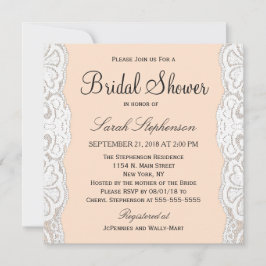 ホワイトフローラレースオンピーチベージュ 招待状