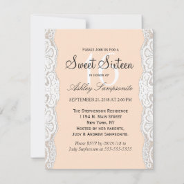 ホワイトフローラレースオンピーチベージュ 招待状