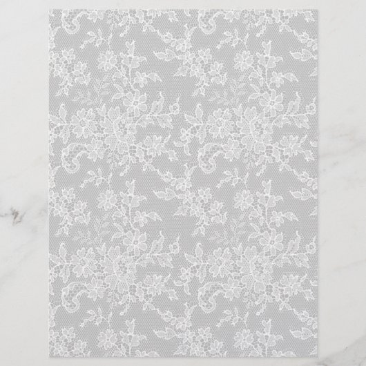 ホワイトフローラレースシルバーグレーアーツ&クラフト紙 (正面)