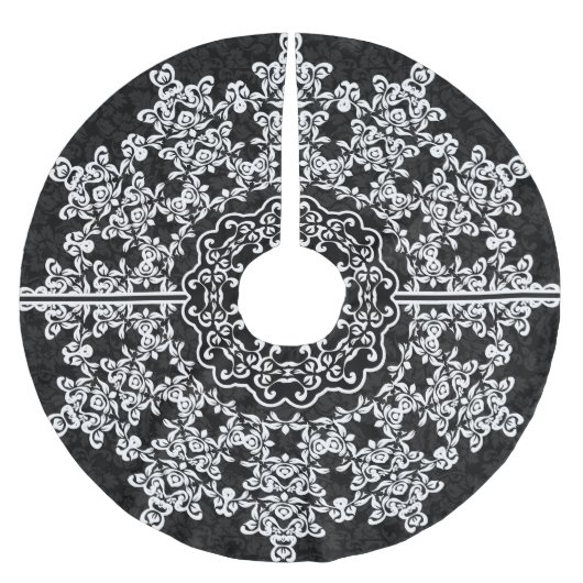 ホワイトフローラレースブラックダマスク ブラッシュドポリエステルツリースカート (正面)