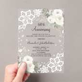 ホワイトフローラレース結婚ダイヤモンド60周年 アクリル招待状 (インサイチュ (ポータブル))