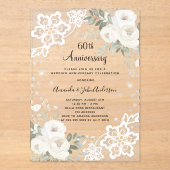 ホワイトフローラレース結婚ダイヤモンド60周年 アクリル招待状 (正面)