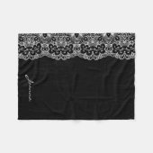 ホワイトフローラレース フリースブランケット (正面(横))