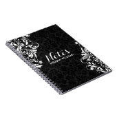 ホワイトフローラレース&ブラックダマスク ノートブック (右側)