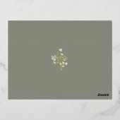 ホワイトフローラワイルドフラワーズボタニカルRSVPカード金ゴールド 箔招待状ポストカード (裏面)