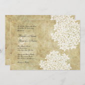 ホワイトフローラヴィンテージウェディング招待状 招待状 (正面/裏面)