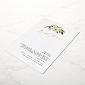 ホワイトフローラヴェイルゴールドフォイルブライダルシャワー 箔招待状 (回転した状態)