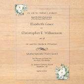 ホワイトフローラ伝統的グフォーマル結婚リーズ アクリル招待状 (正面)