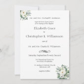 ホワイトフローラ伝統的グフォーマル結婚リーズ 招待状 (正面)