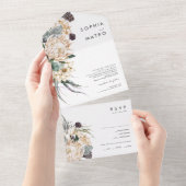 ホワイトフローラ写真シールと送信 オールインワン招待状 (貼ってはがせる)