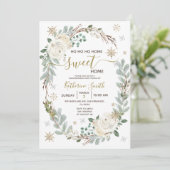 ホワイトフローラ冬引っ越し祝いパーティーパーティー 招待状 (スタンド正面)