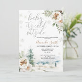 ホワイトフローラ外は寒いベイビーシャワーInvita 招待状 (スタンド正面)