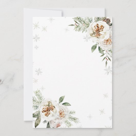 ホワイトフローラ外は寒いベイビーシャワーInvita 招待状 (裏面)