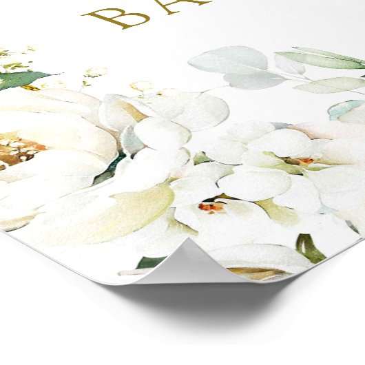 ホワイトフローラ天国ベビーシャワーウェルカムサイン ポスター (角)