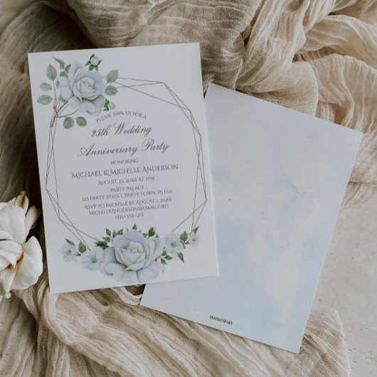 ホワイトフローラ幾何学水彩25周年記念 招待状