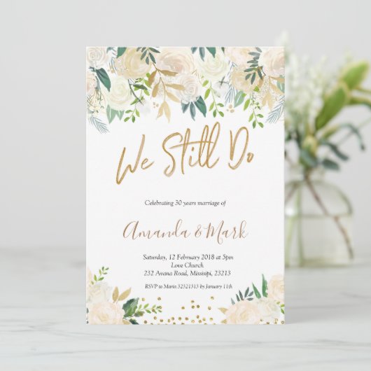 ホワイトフローラ我々はまだ結婚の記念日を行う 招待状 (スタンド正面)