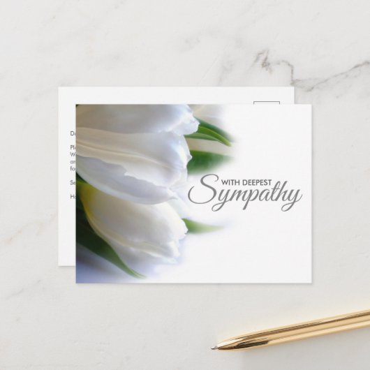 ホワイトフローラ最深悔やみや弔慰 ポストカード (正面/裏面インサイチュ)