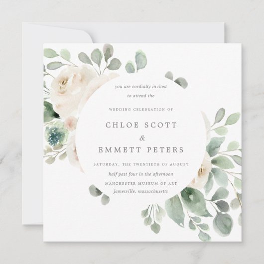 ホワイトフローラ植物園結婚の 招待状 (正面)