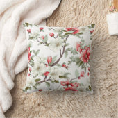 ホワイトフローラ植物模様装飾用クッション クッション (ブランケット)