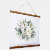 ホワイトフローラ植物水彩 吊り下げ型タペストリー (傾斜あり)