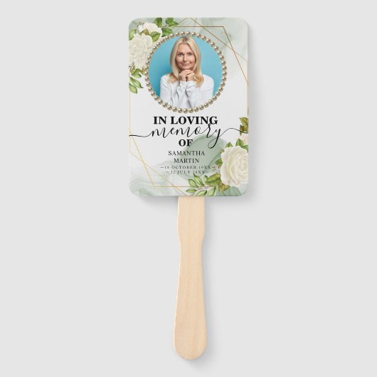 ホワイトフローラ植物生命お祝い ハンドファン (正面)