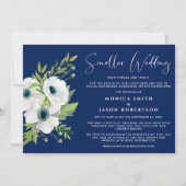 ホワイトフローラ水彩ネイビーブルースモール結婚ズ 案内状 (正面)