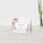 ホワイトフローラ水彩バラ結婚ズゲストカード サンキューカード (正面)