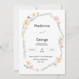 ホワイトフローラ水彩結婚式招待状 招待状