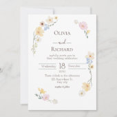 ホワイトフローラ水彩結婚式招待状 招待状 (正面)