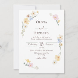 ホワイトフローラ水彩結婚式招待状 招待状