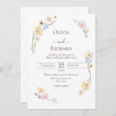 ホワイトフローラ水彩結婚式招待状 招待状 (正面/裏面)
