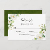 ホワイトフローラ水彩結婚式RSVPカード 出欠カード (正面/裏面)