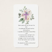 ホワイトフローラ紫フォト葬儀祈りの言葉カード (裏面)