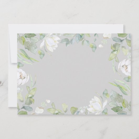 ホワイトフローラ結婚の緑の写真 サンキューカード (裏面)