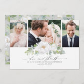 ホワイトフローラ結婚の緑の写真 サンキューカード (正面/裏面)