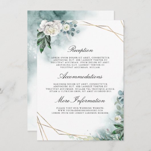 ホワイトフローラ結婚の詳細情報ゲスト エンクロージャーカード (正面/裏面)